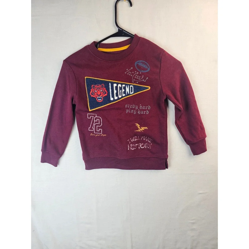 365 Kids Garanimals Boys Maroon Varsity Legend Tiger Sweatshirt Size 6